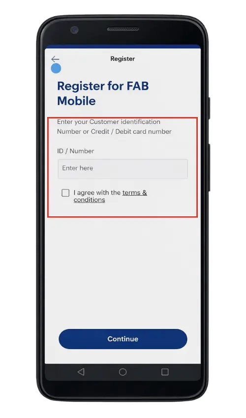 Enter Your FAB Customer ID
